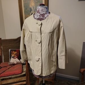 VINTAGE Spiegel Cream Leather Jacket with Button Accents